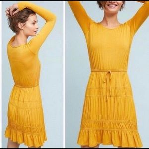 Anthropologie Dolan Left Coast Mustard Tiered Dress MP
